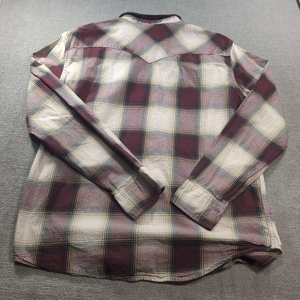 Levi's Plaid Shirt Mens L Check Button‎ Up Snap Button Red Tab Western Ranch